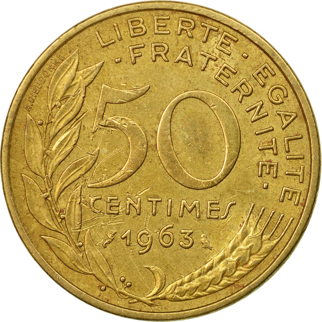 Moneta, Francja, Marianne, 50 Centimes, 1963, Paris, EF(40-45), Aluminium-Brąz