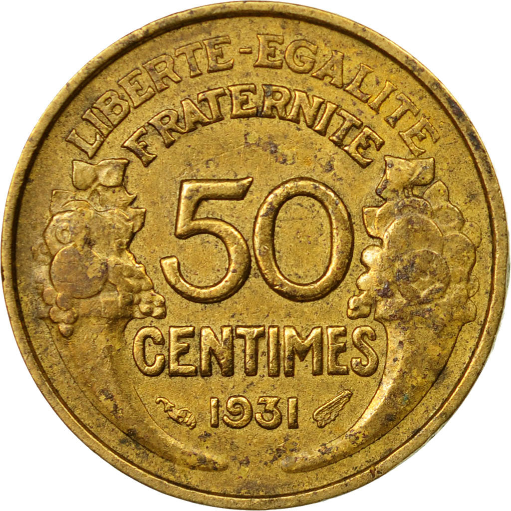 Moneda, Francia, Morlon, 50 Centimes, 1931, Paris, MBC, Aluminio - bronce