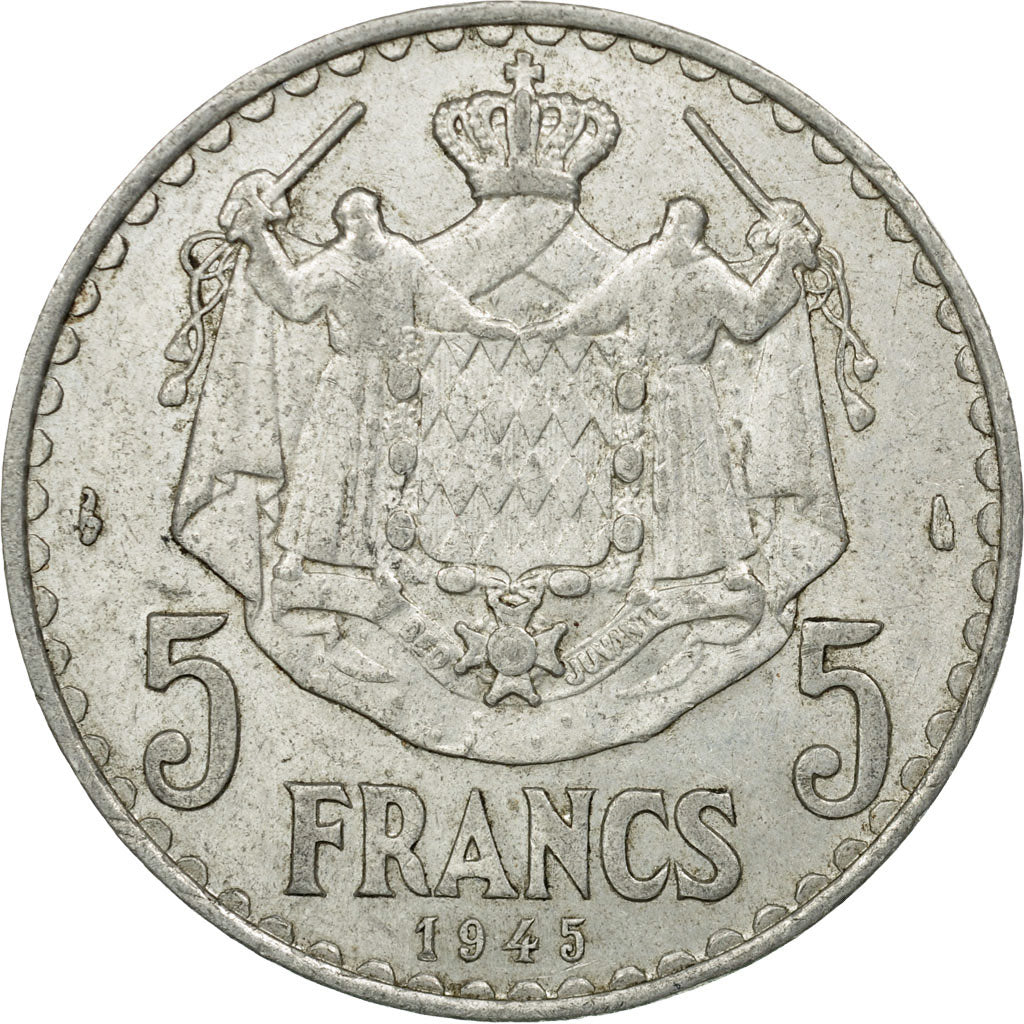 Münze, Monaco, Louis II, 5 Francs, 1945, Poissy, SS, Aluminium, KM:122