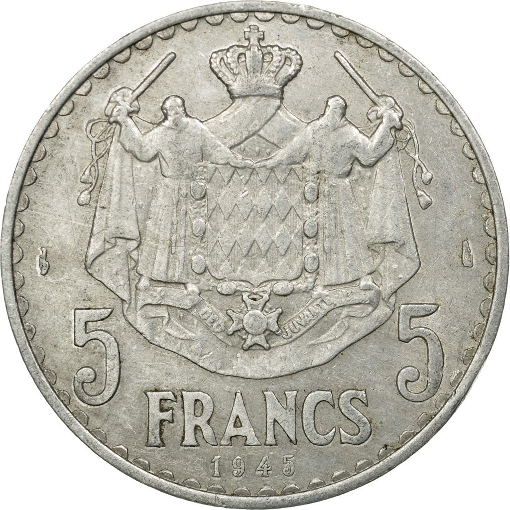 Münze, Monaco, Louis II, 5 Francs, 1945, Poissy, SS, Aluminium, KM:122