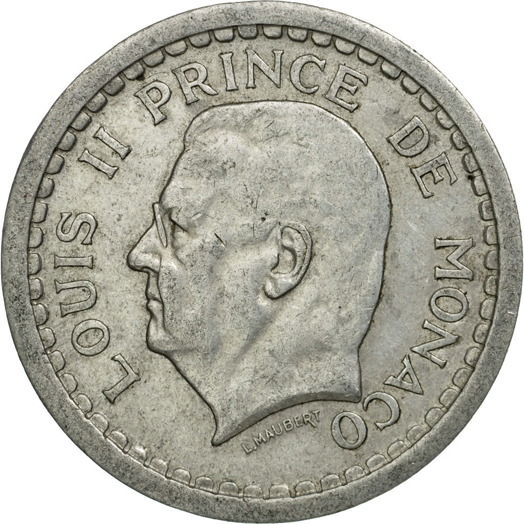 Moneta, Monaco, Louis II, 2 Francs, 1943, Poissy, MB+, Alluminio, KM:121