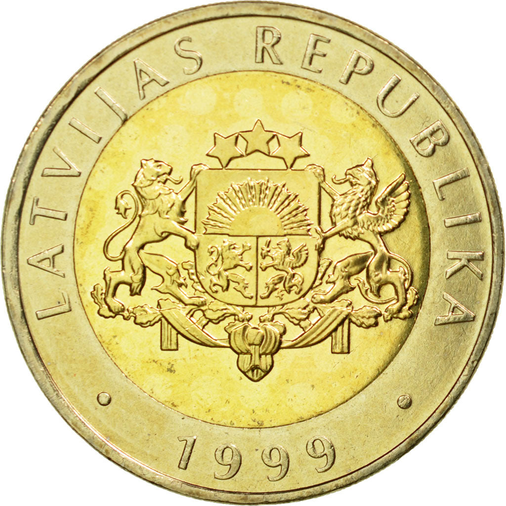 Coin, Latvia, 2 Lati, 1999, MS(63), Bi-Metallic, KM:38