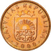 Moneta, Lettonia, 2 Santimi, 2000, SPL, Acciaio ricoperto in rame, KM:21