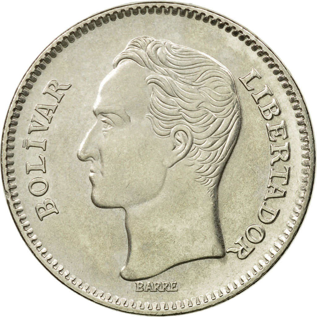 Coin, Venezuela, 5 Bolivares, 1989, Werdohl, MS(63), Nickel Clad Steel, KM:53a.1