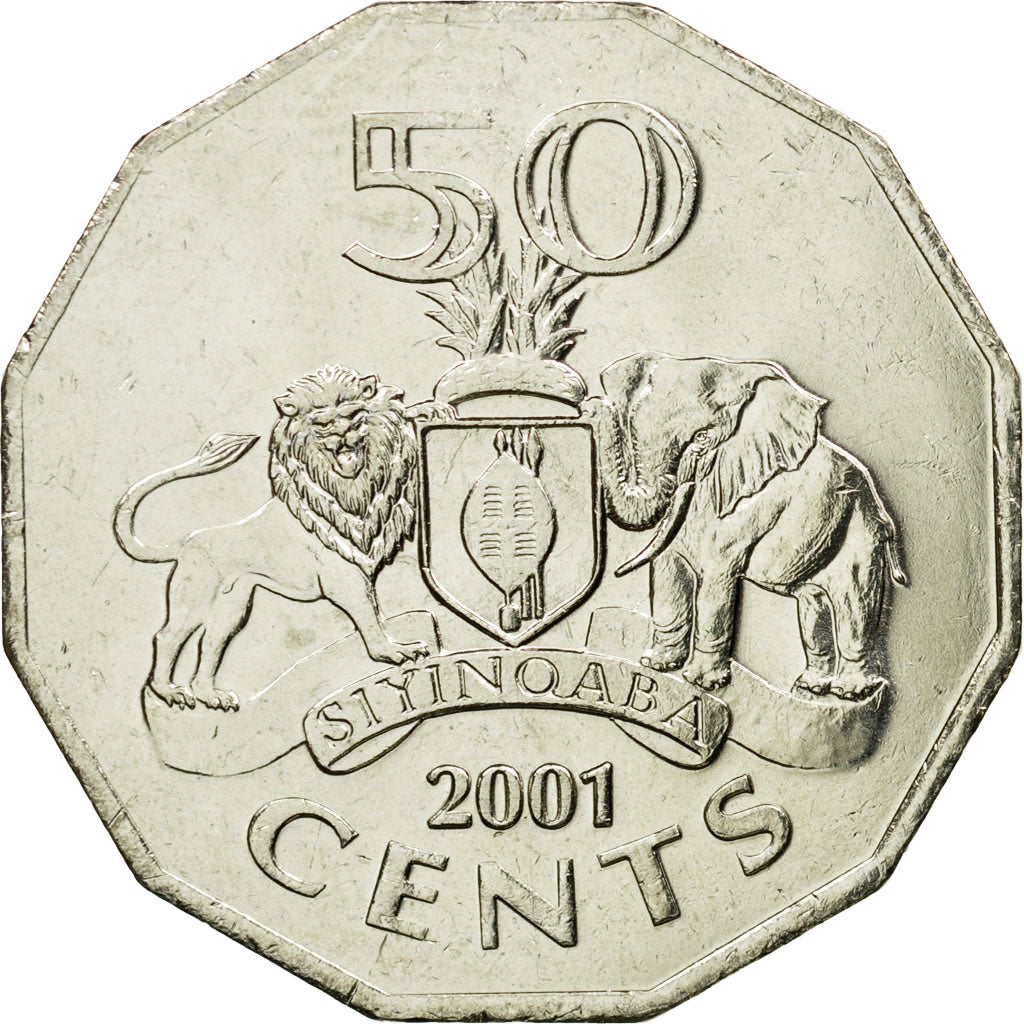 Moneta, Swaziland, King Msawati III, 50 Cents, 2001, British Royal Mint, SPL