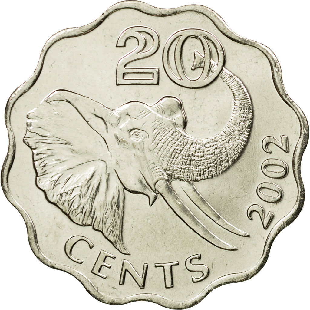 Coin, Swaziland, King Msawati III, 20 Cents, 2002, British Royal Mint, MS(63)