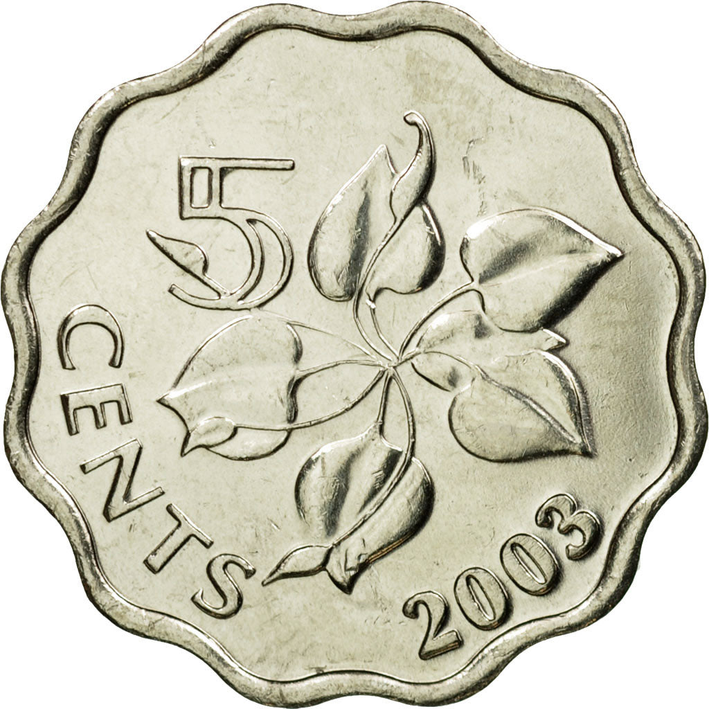 Coin, Swaziland, King Msawati III, 5 Cents, 2003, British Royal Mint, MS(63)