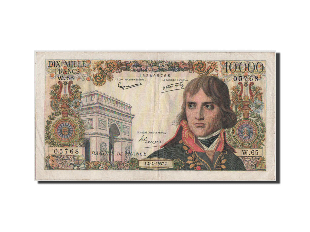 France, 10,000 Francs, 10 000 F 1955-1958 ''Bonaparte'', 1957, KM #136b,...