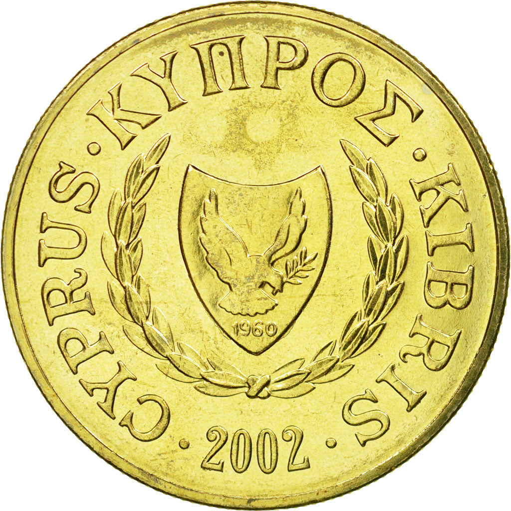Coin, Cyprus, 10 Cents, 2002, MS(63), Nickel-brass, KM:56.3