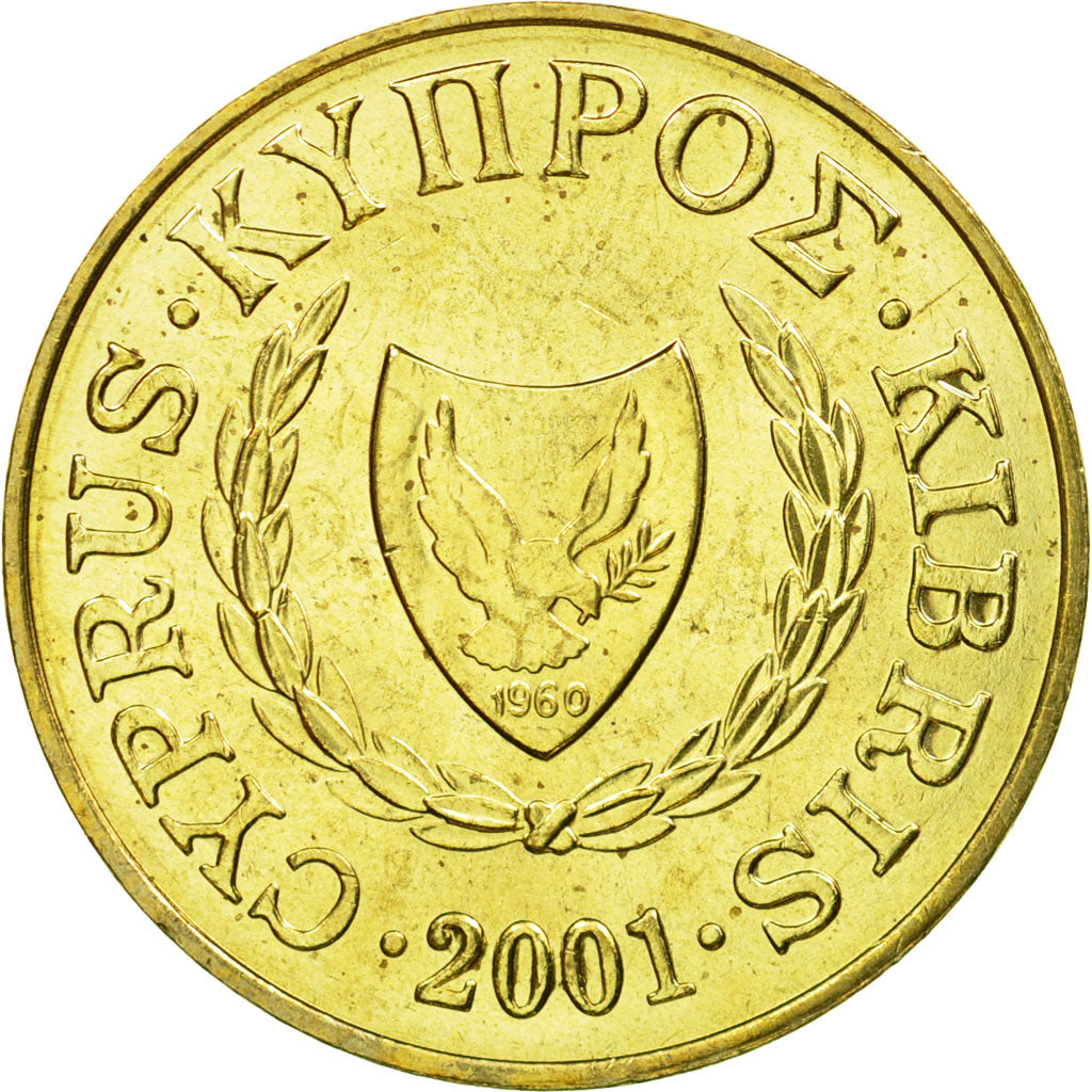Moneda, Chipre, 5 Cents, 2001, SC, Níquel - latón, KM:55.3