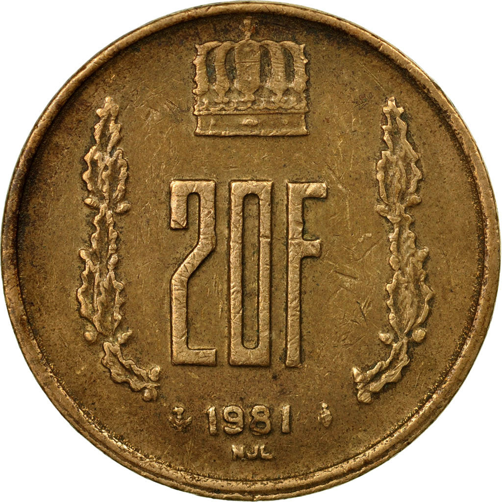 Coin, Luxembourg, Jean, 20 Francs, 1991, VF(30-35), Aluminum-Bronze, KM:67