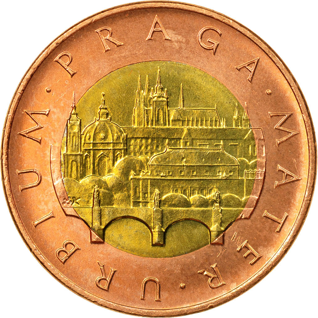 Coin, Czech Republic, 50 Korun, 1993, EF(40-45), Bi-Metallic, KM:1
