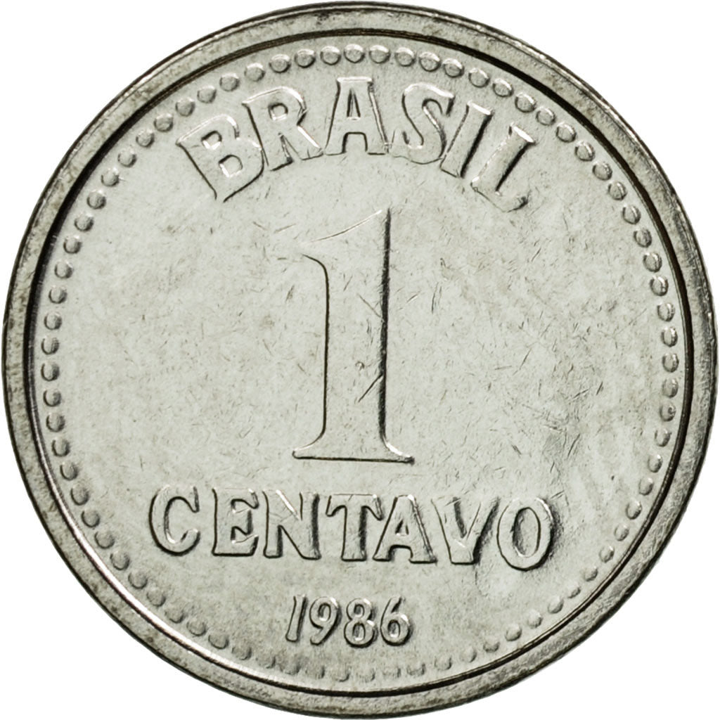 Coin, Brazil, Centavo, 1986, EF(40-45), Stainless Steel, KM:600