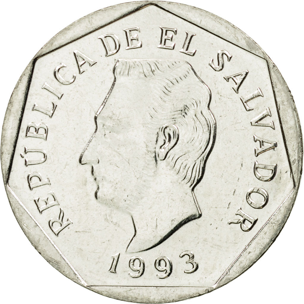 Coin, El Salvador, 10 Centavos, 1993, British Royal Mint, AU(55-58), Nickel Clad
