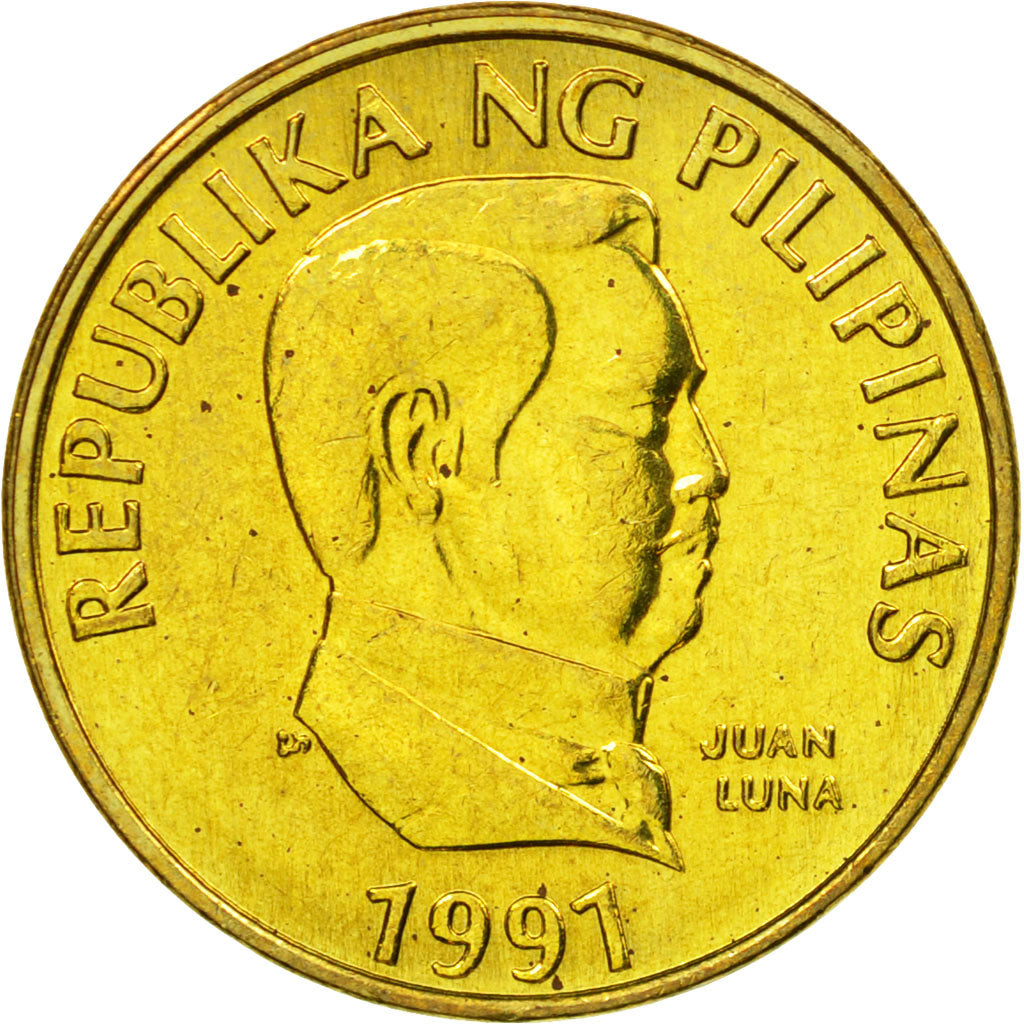 Coin, Philippines, 25 Sentimos, 1991, EF(40-45), Brass, KM:241.2