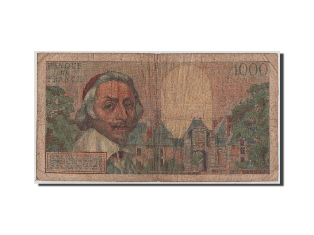 France, 1000 Francs, 1 000 F 1953-1957 ''Richelieu'', 1954, KM #134a, F(12-15),.