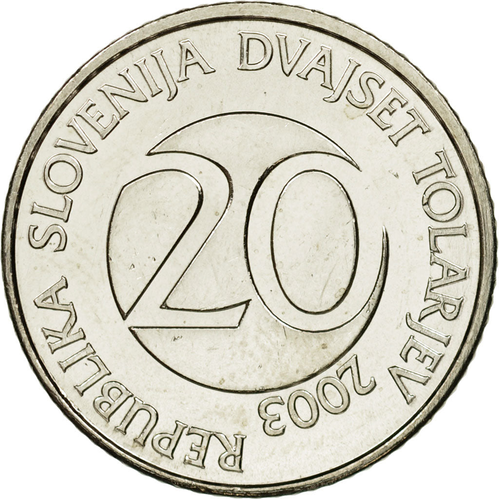 Coin, Slovenia, 20 Tolarjev, 2003, Kremnica, MS(63), Copper-nickel, KM:51