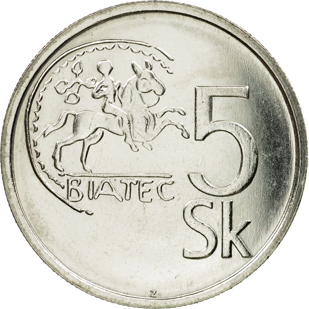 Munten, Slowakije, 5 Koruna, 1994, PR, Nickel plated steel, KM:14