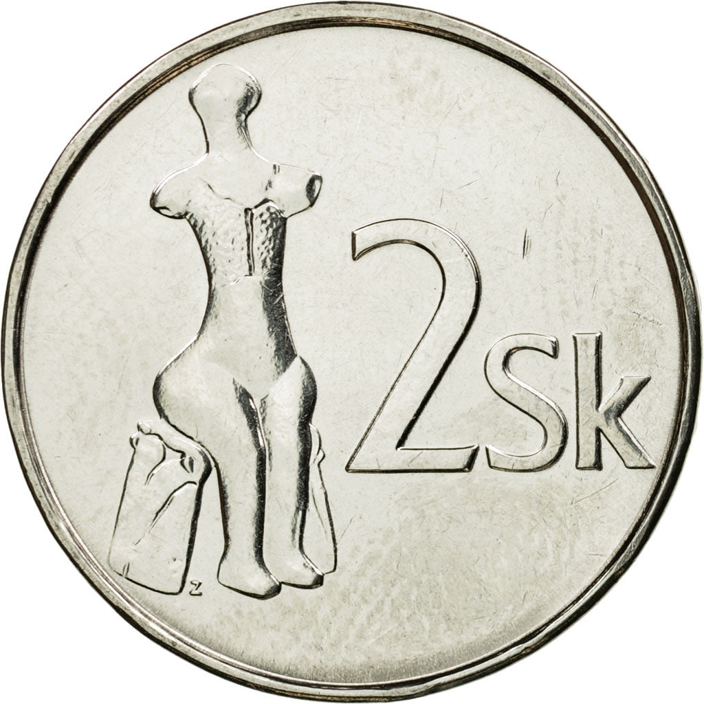 Munten, Slowakije, 2 Koruna, 2003, PR, Nickel plated steel, KM:13