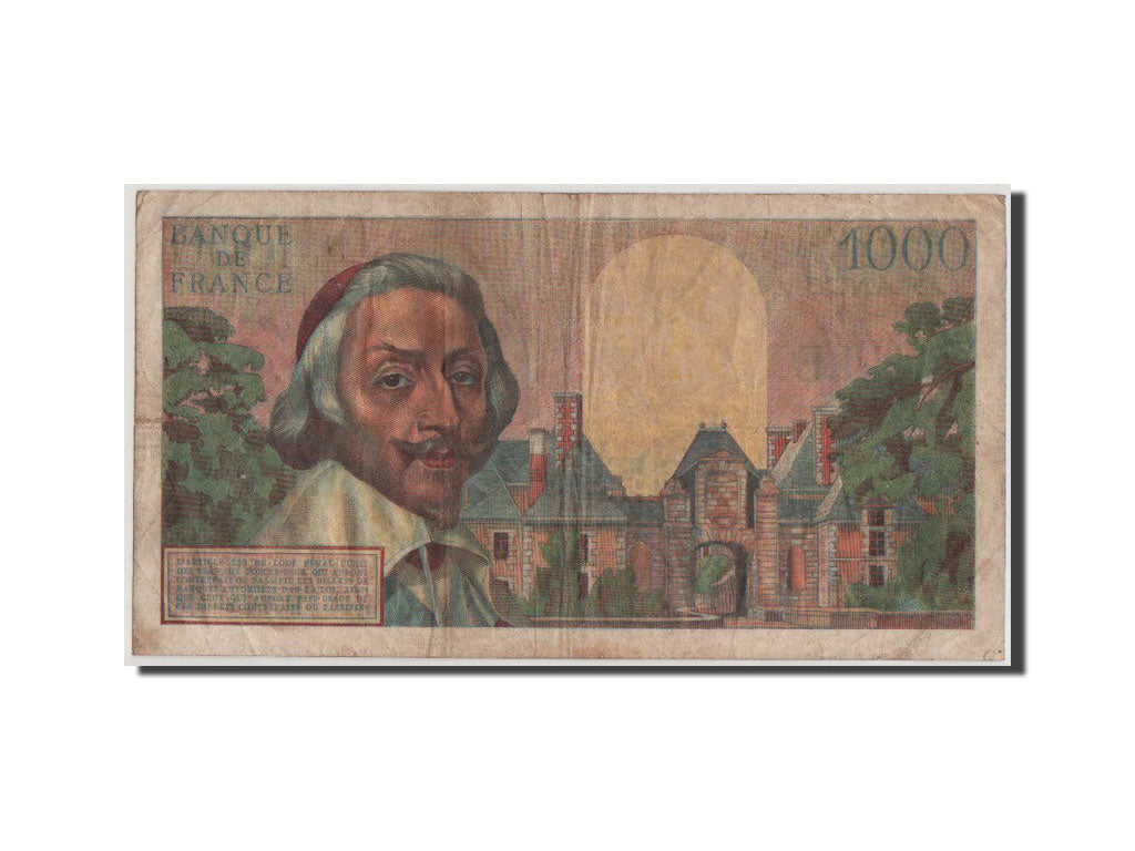 Francia, 1000 Francs, 1 000 F 1953-1957 ''Richelieu'', 1955, KM:134a, MB, Fay...