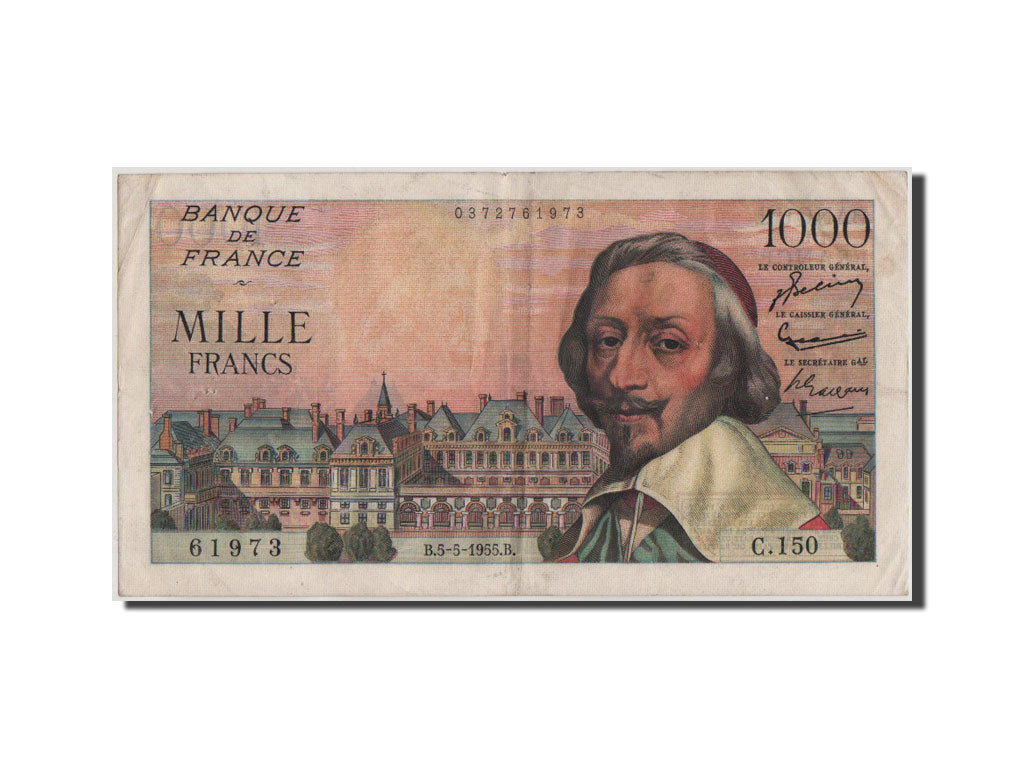 Banknote, France, 1000 Francs, 1 000 F 1953-1957 ''Richelieu'', 1955, EF(40-45)