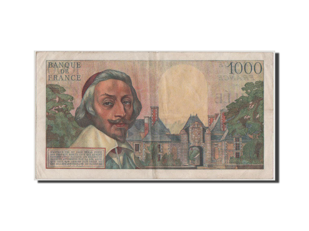 Banknote, France, 1000 Francs, 1 000 F 1953-1957 ''Richelieu'', 1955, EF(40-45)