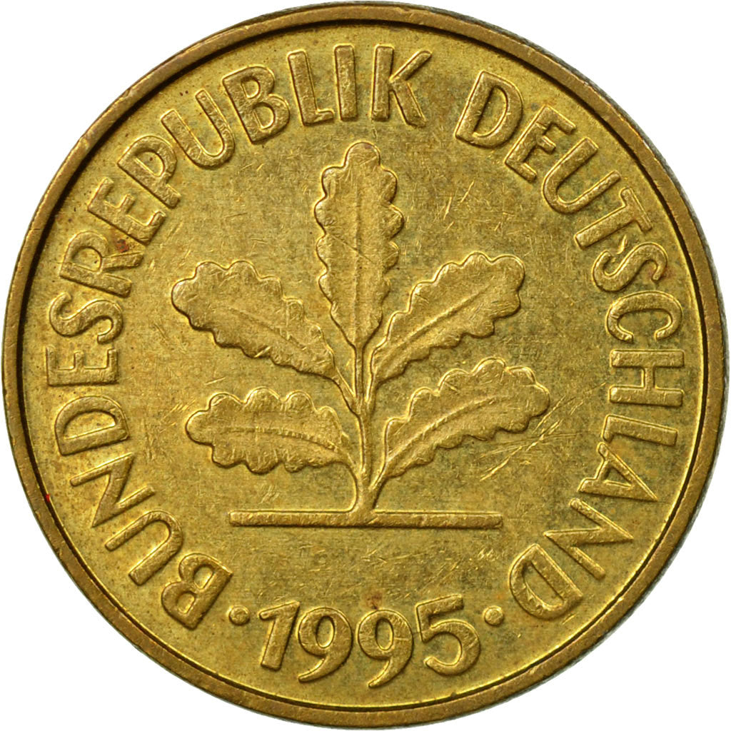 Coin, GERMANY - FEDERAL REPUBLIC, 5 Pfennig, 1995, Stuttgart, EF(40-45), Brass