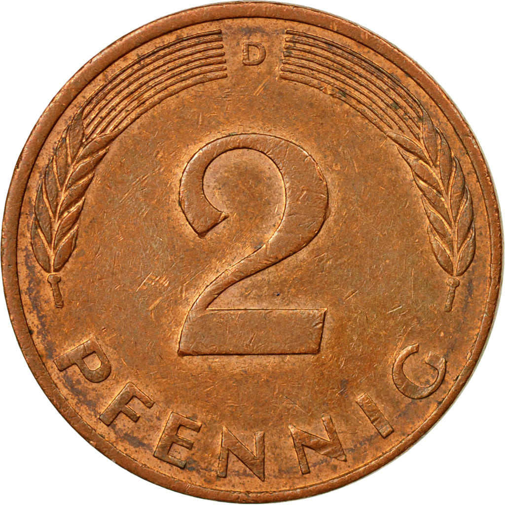 Monnaie, République fédérale allemande, 2 Pfennig, 1990, Munich, TTB, Copper