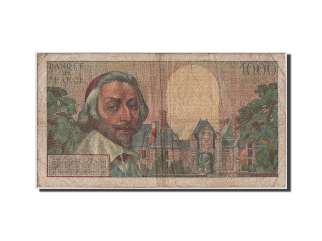 France, 1000 Francs, 1 000 F 1953-1957 ''Richelieu'', 1955, KM #134a,...