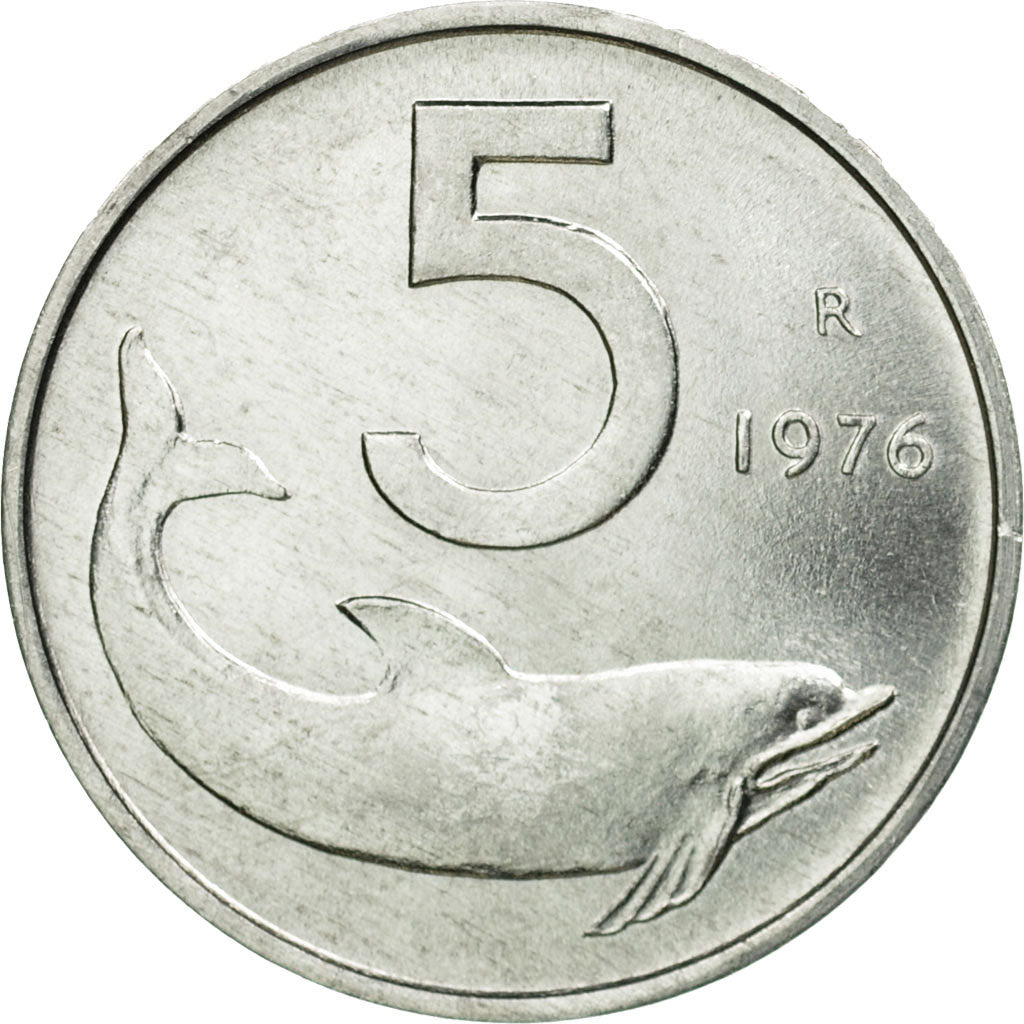 Monnaie, Italie, 5 Lire, 1976, Rome, TTB+, Aluminium, KM:92