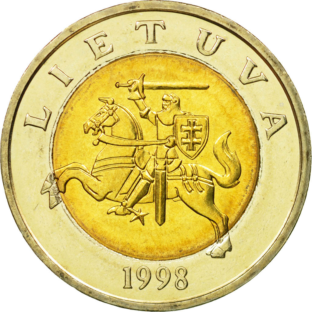 Coin, Lithuania, 5 Litai, 1998, AU(55-58), Bi-Metallic, KM:113