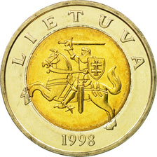 Coin, Lithuania, 5 Litai, 1998, AU(55-58), Bi-Metallic, KM:113