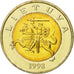 Coin, Lithuania, 5 Litai, 1998, AU(55-58), Bi-Metallic, KM:113