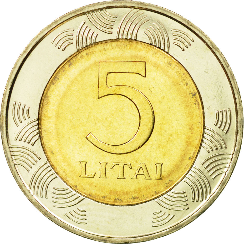 Coin, Lithuania, 5 Litai, 1998, AU(55-58), Bi-Metallic, KM:113