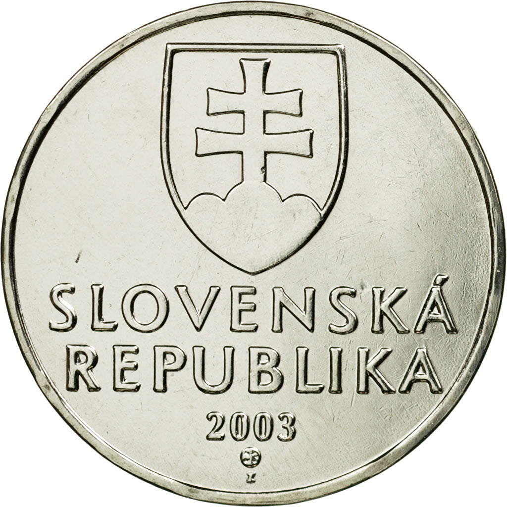 Munten, Slowakije, 2 Koruna, 2003, ZF, Nickel plated steel, KM:13