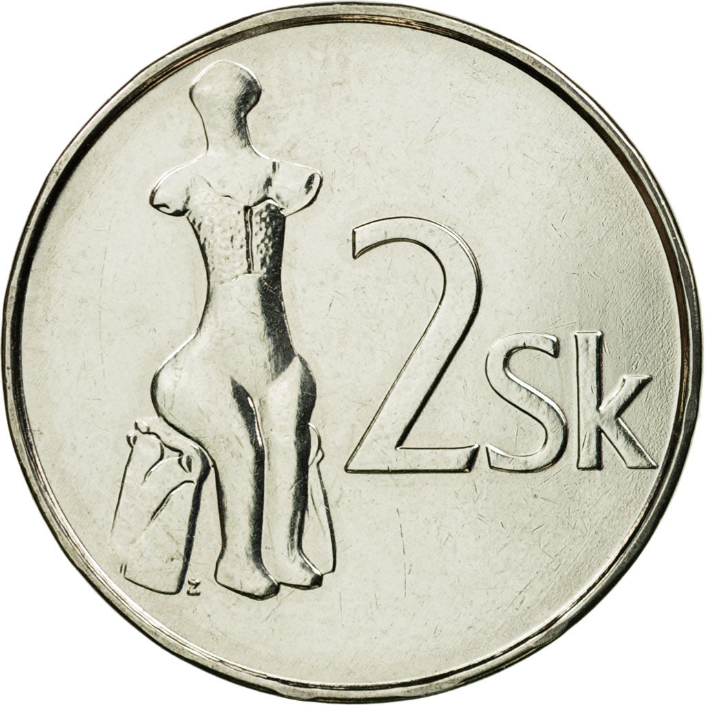 Munten, Slowakije, 2 Koruna, 2003, ZF, Nickel plated steel, KM:13
