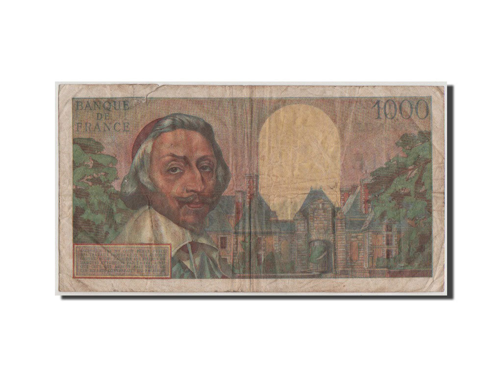France, 1000 Francs, 1 000 F 1953-1957 ''Richelieu'', 1956, KM #134a, F(12-15),.