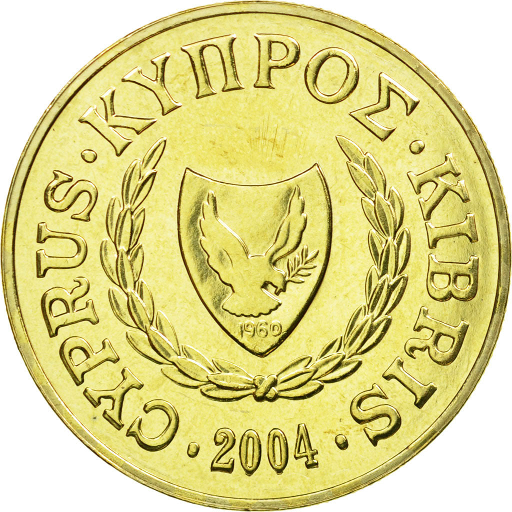 Coin, Cyprus, 10 Cents, 2004, MS(63), Nickel-brass, KM:56.3