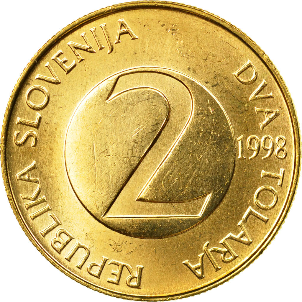 Coin, Slovenia, 2 Tolarja, 1998, EF(40-45), Nickel-brass, KM:5