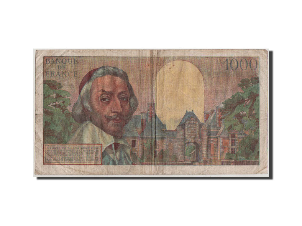 France, 1000 Francs, 1 000 F 1953-1957 ''Richelieu'', 1956, KM #134a,...