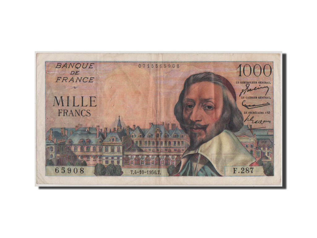 France, 1000 Francs, 1 000 F 1953-1957 ''Richelieu'', 1956, KM #134a,...