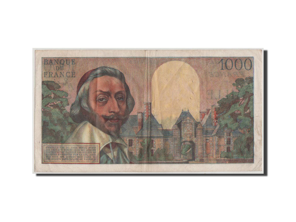 France, 1000 Francs, 1 000 F 1953-1957 ''Richelieu'', 1956, KM #134a,...