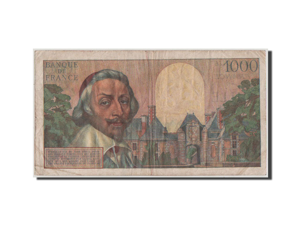 France, 1000 Francs, 1 000 F 1953-1957 ''Richelieu'', 1956, KM #134a,...