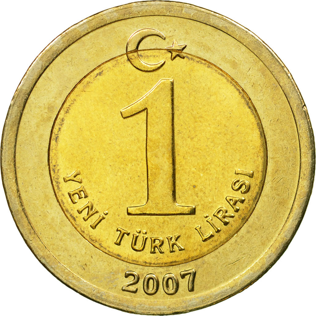 Moneta, Turcja, New Lira, 2007, Istanbul, AU(55-58), Bimetaliczny, KM:1169