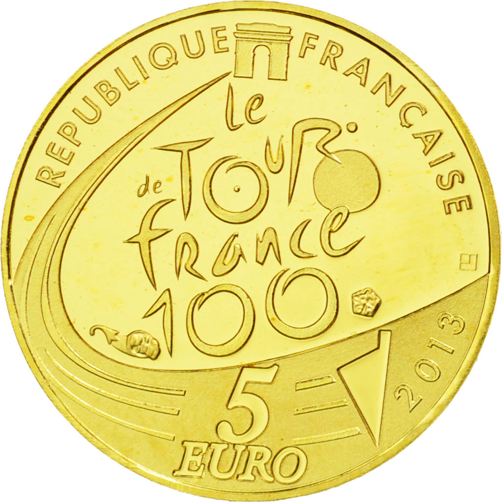 France, 5 Euro, 2013, MS(65-70), Gold