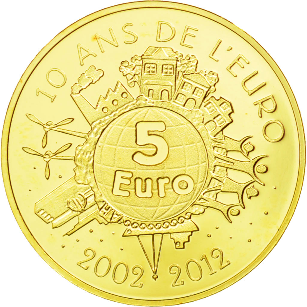 FRANCE, 5 Euro, 2012, Paris, KM #1890, MS(65-70), Gold, 11, 0.50