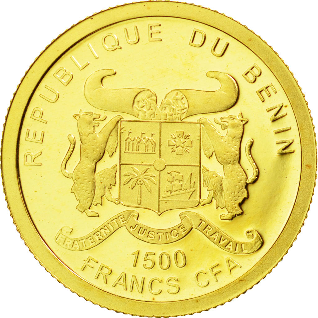 Coin, Benin, 1500 Francs CFA, 2011, MS(65-70), Gold