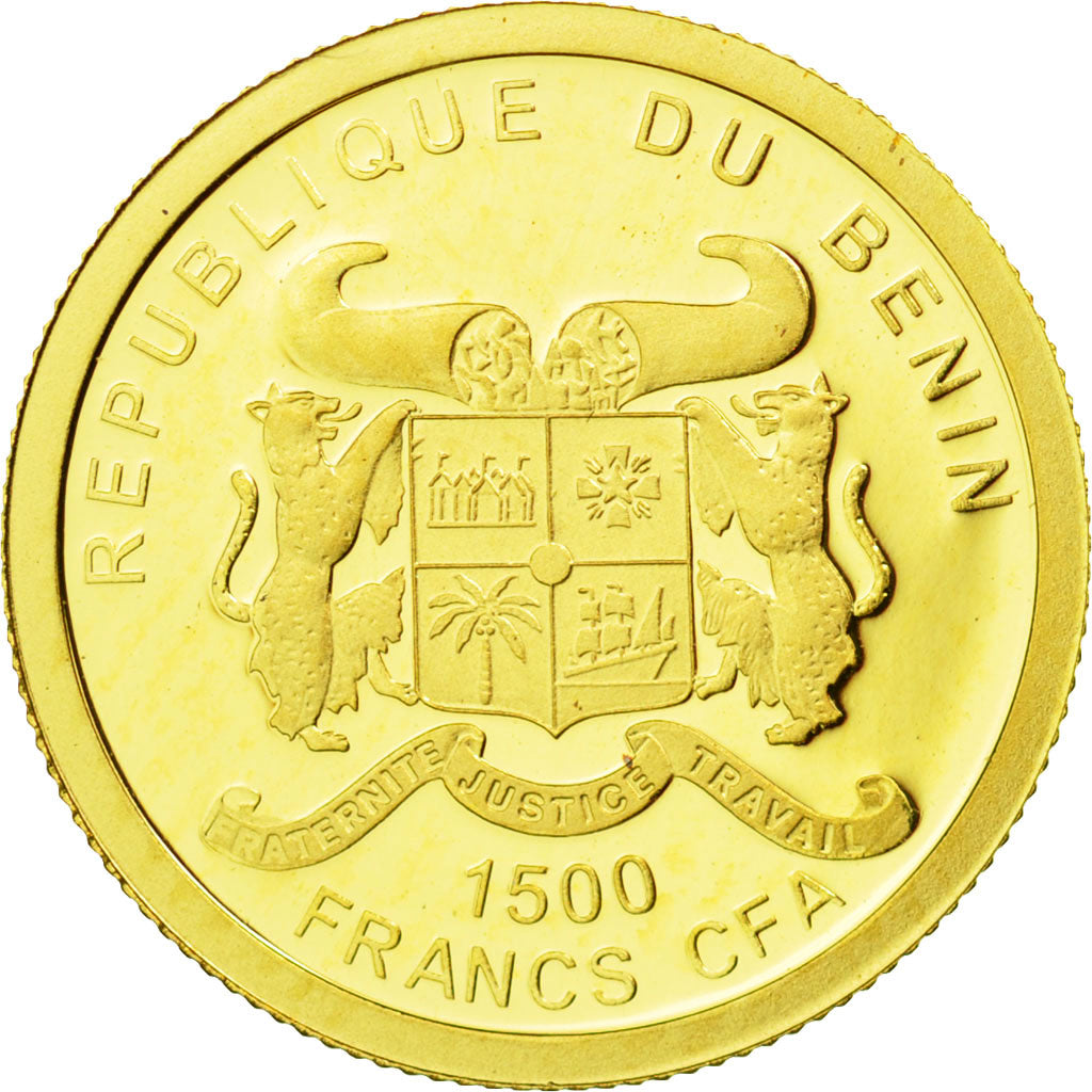 Benin, 1500 Francs CFA, Charles de Gaulle, 2010, MS(65-70), Gold