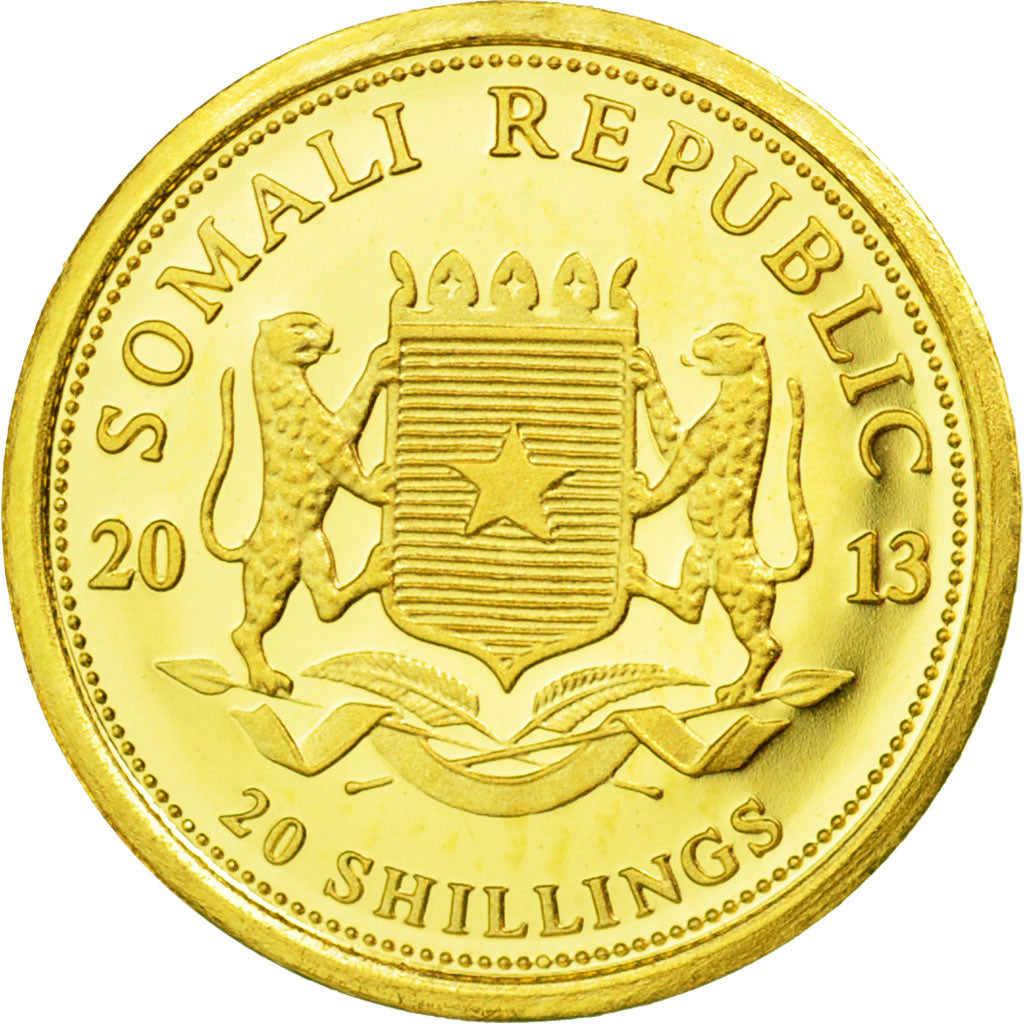 Coin, Somalia, 20 Shillings, 2013, MS(65-70), Gold