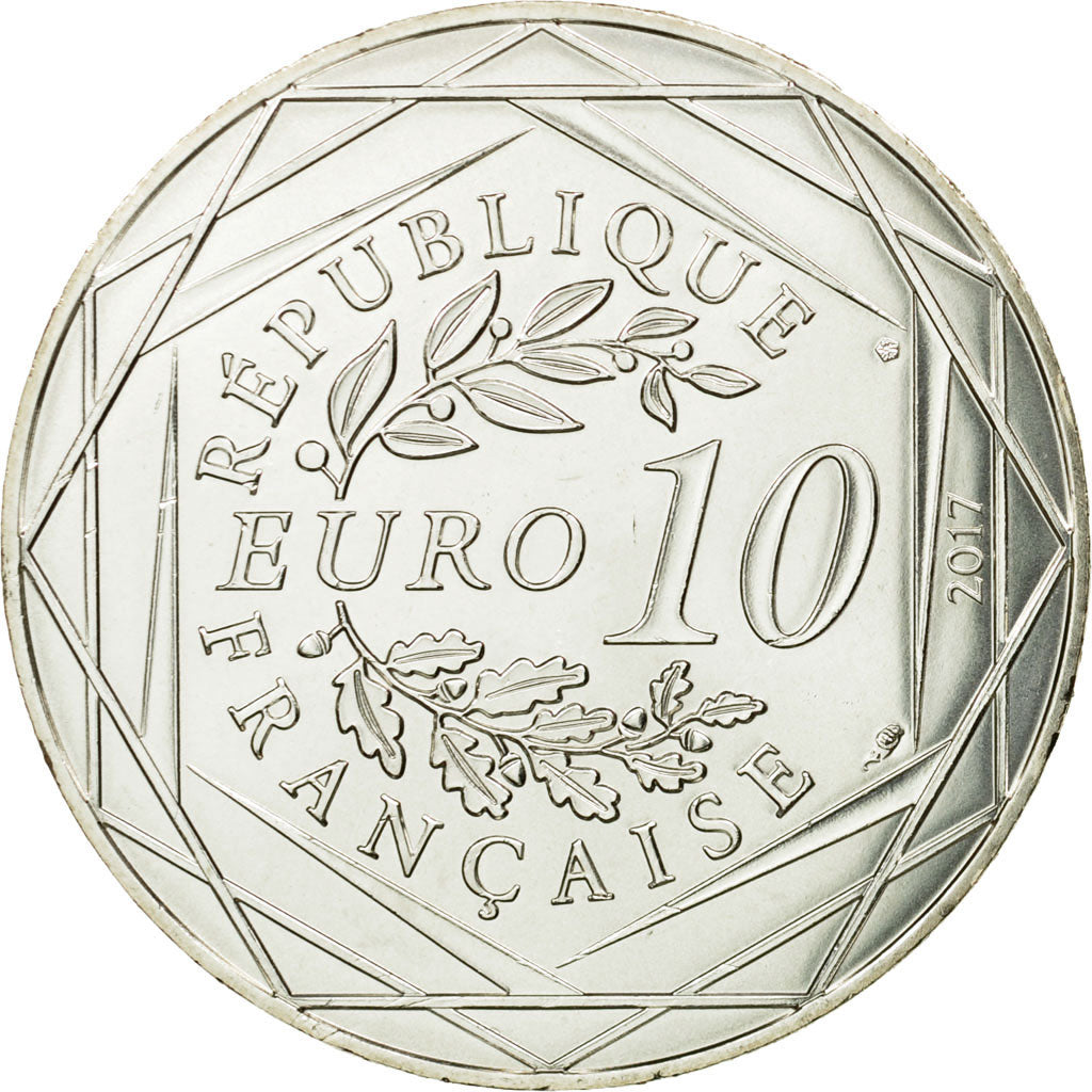 France, 10 Euro, L'Aquitaine nouvelle, 2017, MS(65-70), Silver